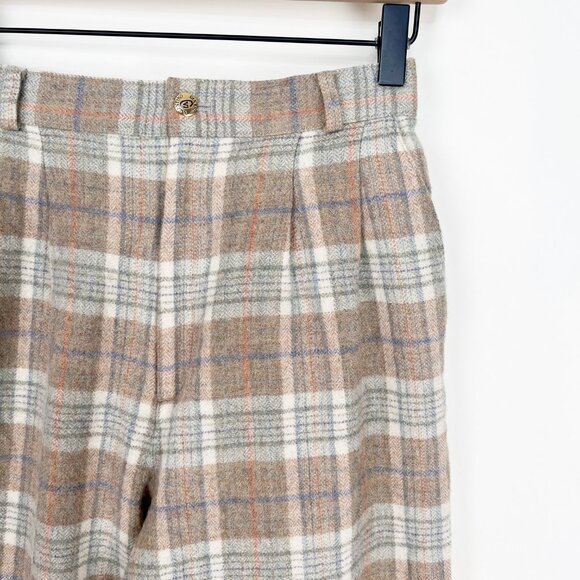 Vintage Gianni Valentino Plaid Wool Trouser Pants High Rise Waist Straight Crop - Picture 3 of 8